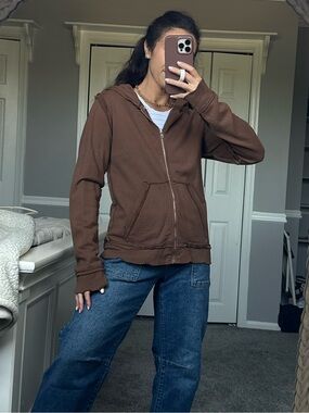 J&Company Brown Sequined Zip Up Sweatshirt